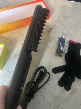 Black Heated Hair Straightening Comb